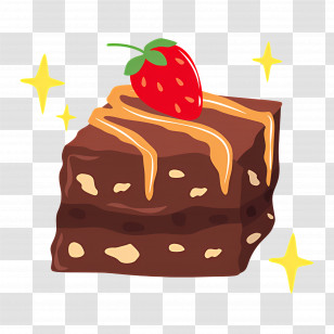 Brownie - Chocolate Brownie With Strawberry Transparent PNG