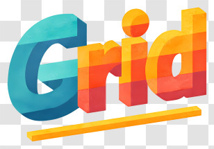 Grid Logo - Colorful 3D Grid Text Transparent PNG
