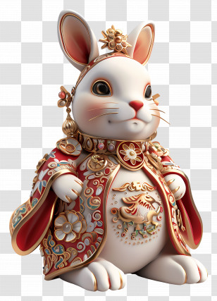Chinese Zodiacs - Festive Rabbit In Ornamental Attire Transparent PNG