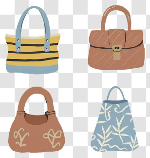 Cartoon - Set Of Stylish Handbags In Various Designs Transparent PNG