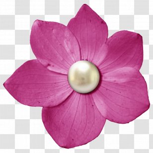 Digital Scrapbooking Flower Clip Art - Magenta - Pearls Transparent PNG