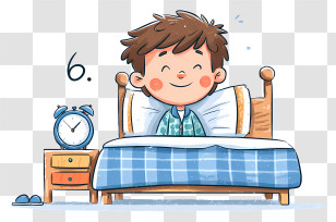 Boy Waking Up - Happy Boy Waking Up In Bed Transparent PNG
