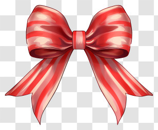 Red And White Bow - Red Striped Ribbon Bow Design Transparent PNG