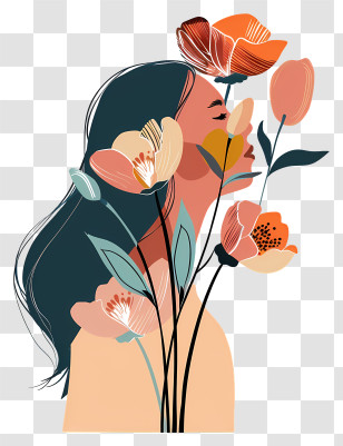 Womens Day Flower Art - Floral Profile Art Transparent PNG