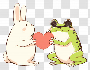 Rabbit - Rabbit And Frog Sharing A Heart Symbol Transparent PNG
