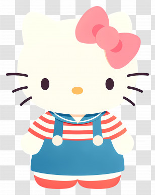 Cute Hello Kitty - Hello Kitty In Colorful Striped Outfit Transparent PNG