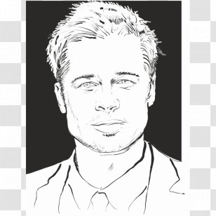 Brad Pitt Coloring Book Black And White Drawing - Monochrome Photography Transparent PNG