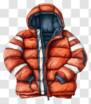 Colorful Jacket - Stylish Red Puffer Jacket Illustration Transparent PNG