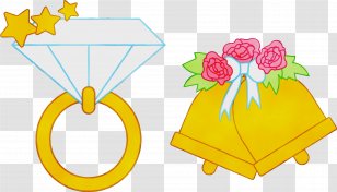 Wedding Ring Drawing - Wet Ink - Yellow Royaltyfree Transparent PNG