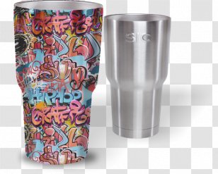 Multi-scale Camouflage Metal Glass Cup Pattern - Red Graffiti Transparent PNG