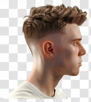 Mid Fade Haircut Short Hair - Realistic Profile Of A Man With Short Hairstyle Transparent PNG