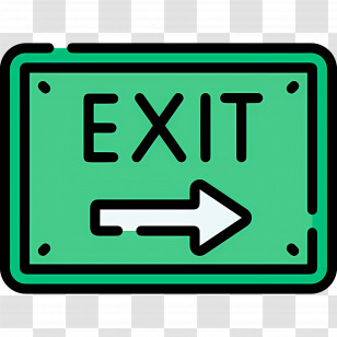 Emergency Exit - Green Exit Sign With Arrow Transparent PNG