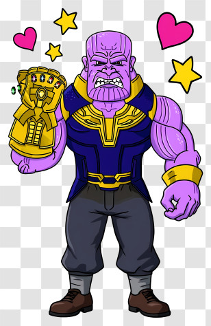 Kawaii Supervillain - Purple Titan Posing With Hearts Transparent PNG
