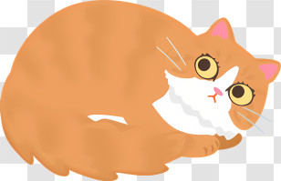 Orange Cat - Resting Orange Cat Cartoon Illustration Transparent PNG