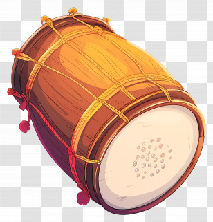 Dhol Lohri - Traditional Wooden Drum Illustration Transparent PNG