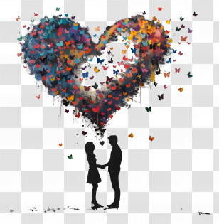 Love Design - Heart Symbol With Butterflies Illustration Transparent PNG