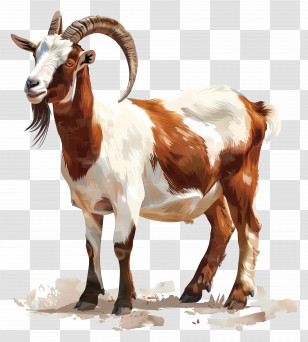 Boer Goat - Realistic Brown And White Goat Illustration Transparent PNG