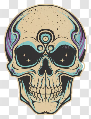 Cartoon - Creative Skull Artwork With Decorative Elements Transparent PNG