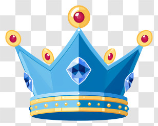 Crown - Blue Crown With Yellow Decorations Transparent PNG