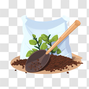 Coffee Beans Bag - Gardening Tools With Soil And Plants Transparent PNG