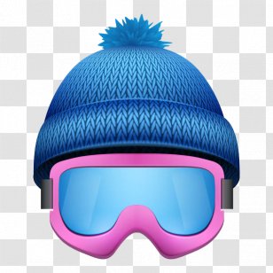Skiing Goggles Stock Illustration - Eyewear - Blue Wool Ski Cap Transparent PNG