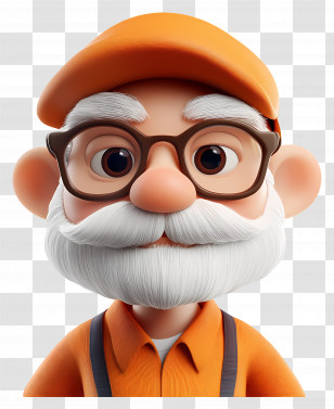 Cartoon Old Man - Old Man With Glasses And Cap Transparent PNG