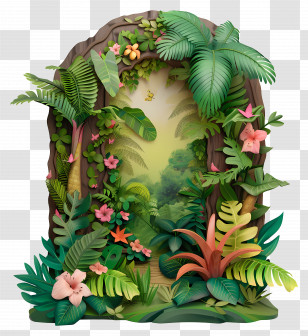 Jungle - Jungle Scene With Lush Vegetation Transparent PNG