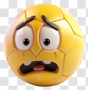 Soccer - Funny Worried Emoji Face Illustration Transparent PNG