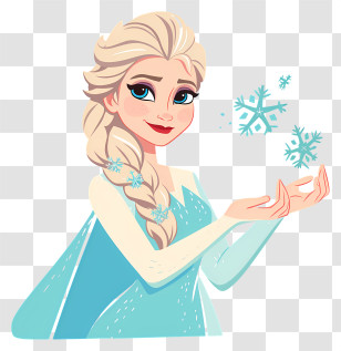 Frozen Elsa Princess - Blonde Ice Queen Holding Snowflakes Transparent PNG