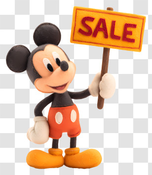 Mickey Mouse Holding Sale Sign - Mouse Character Holding Sale Sign Transparent PNG