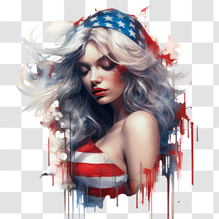 National Civic Pride Day - Patriotic Woman With American Flag Bandana Transparent PNG
