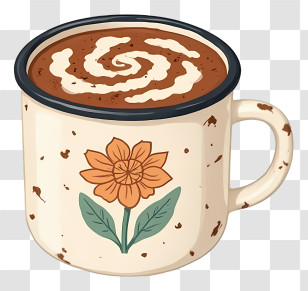 Mug Of Cocoa - Coffee Cup With Flower Design Transparent PNG