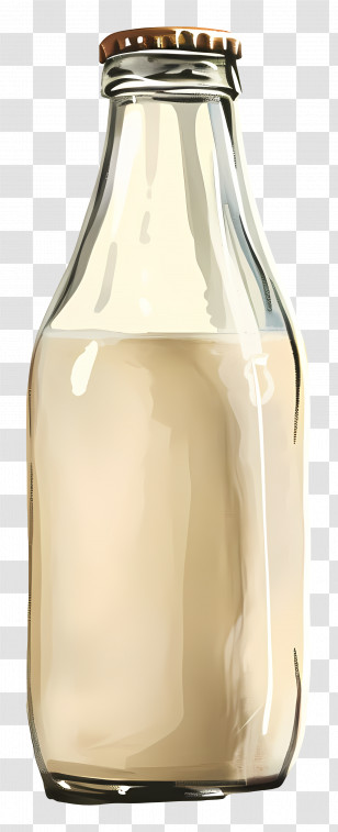 Bottle Of Milk - Glass Bottle With Liquid Illustration Transparent PNG