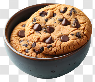 Chocolate Chip Cookies In Bowl - Chocolate Chip Cookies In Bowl Transparent PNG