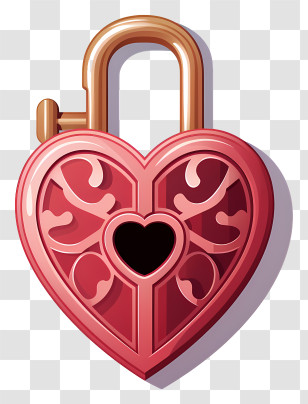 Lock - Romantic Heart-Shaped Lock With Decorative Elements Transparent PNG