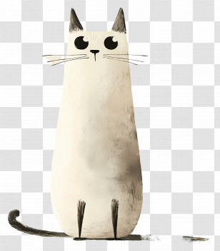 Lovely Cat - Tall Cartoon Cat With Whiskers Transparent PNG