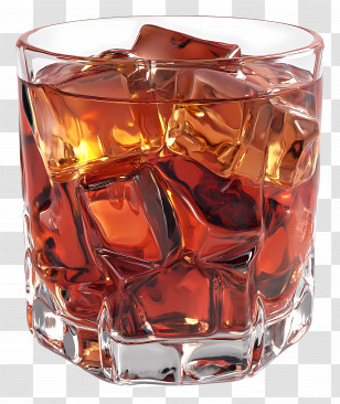 Negroni - Glass Of Whiskey With Ice Transparent PNG