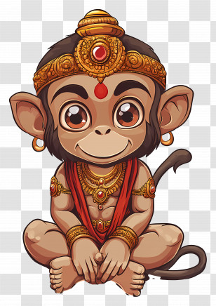 Hanuman - Monkey God In Traditional Attire Transparent PNG