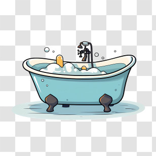 Bathtub Party Day - Minimalist Bathtub With Bubbles Illustration Transparent PNG