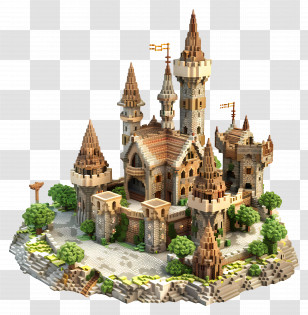 Minecraft Castle - Fantasy Pixel Art Castle Design Transparent PNG