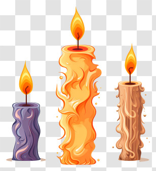Burning Candles - Artistic Colorful Decorative Candles Transparent PNG