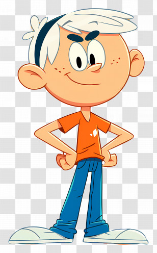 Lincoln Loud - Animated Cartoon Boy With Orange Shirt Transparent PNG
