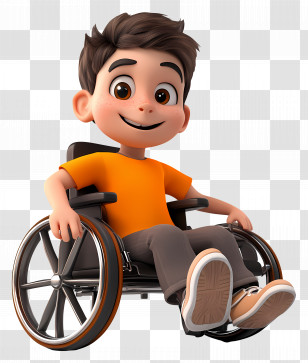 Disabled Kid - Smiling Boy In A Wheelchair Transparent PNG