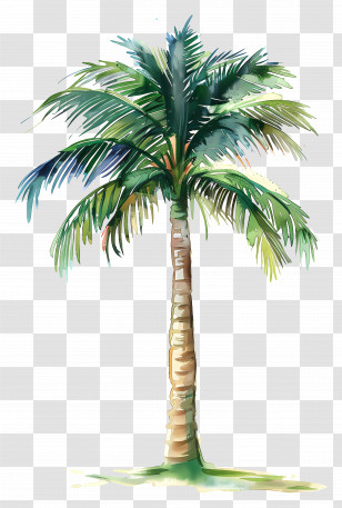 Palm Tree - Watercolor Artistic Palm Tree Transparent PNG