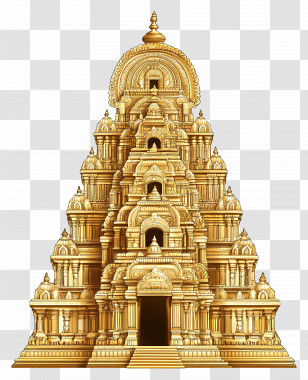Hindu Temple Gold - Golden Temple Illustration With Ornate Design Transparent PNG