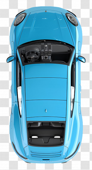Blue Car Top View - Top View Of A Sleek Blue Car Transparent PNG