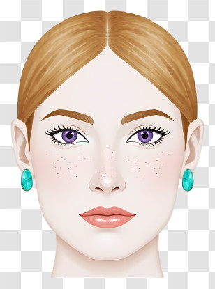 Woman Face - Blonde Woman With Turquoise Earrings Transparent PNG