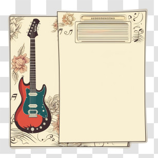 Reminder Template
 - Electric Guitar With Decorative Paper Background Transparent PNG