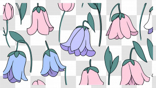 Flower Background - Bell Flowers Illustration In Pastel Colors Transparent PNG