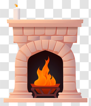 Fireplace - Brick Fireplace With Burning Flame Transparent PNG